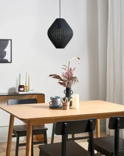 Clearance Beliani Lampadario ALME Tessuto Nero