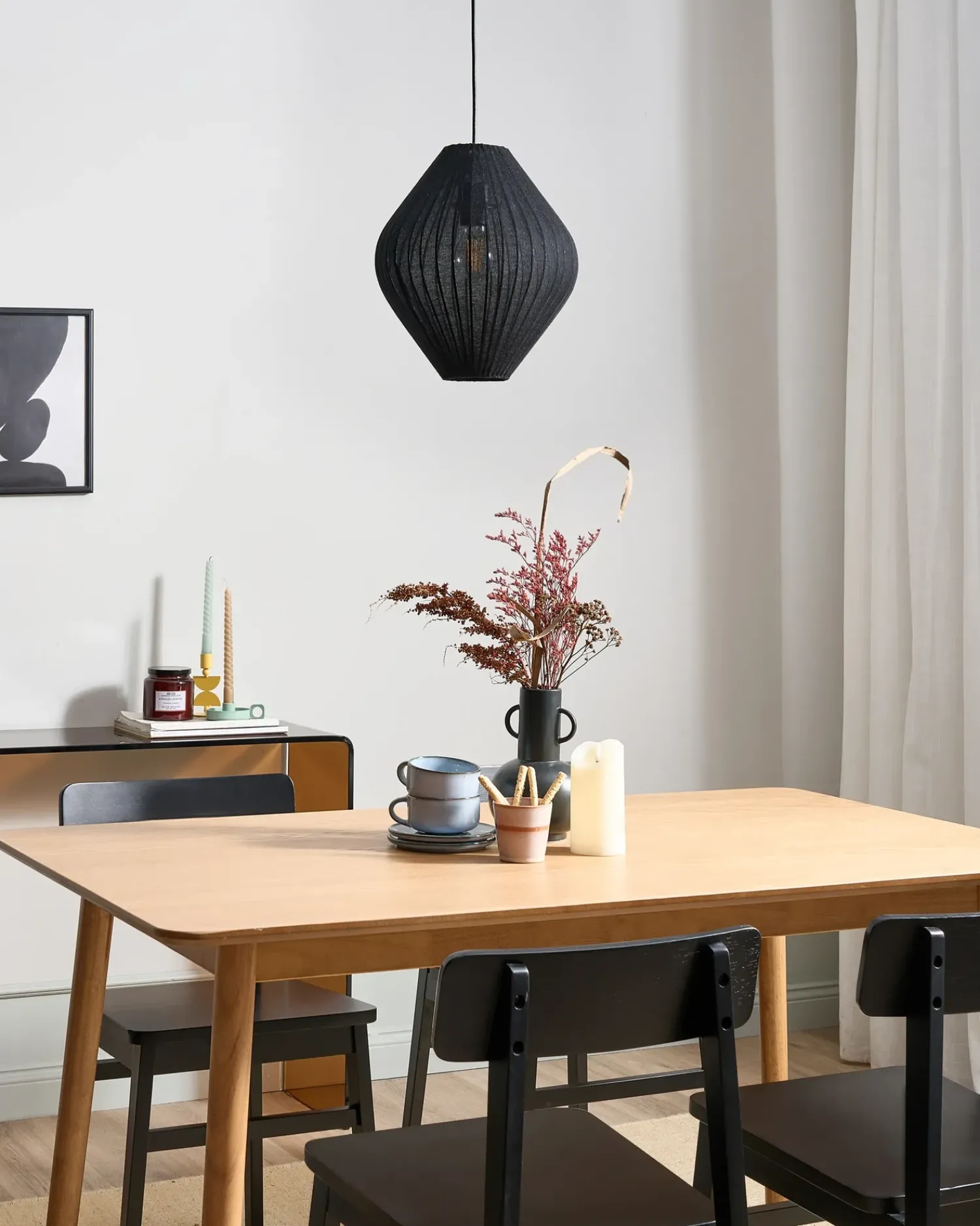Clearance Beliani Lampadario ALME Tessuto Nero