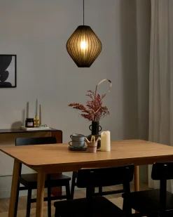 Clearance Beliani Lampadario ALME Tessuto Nero