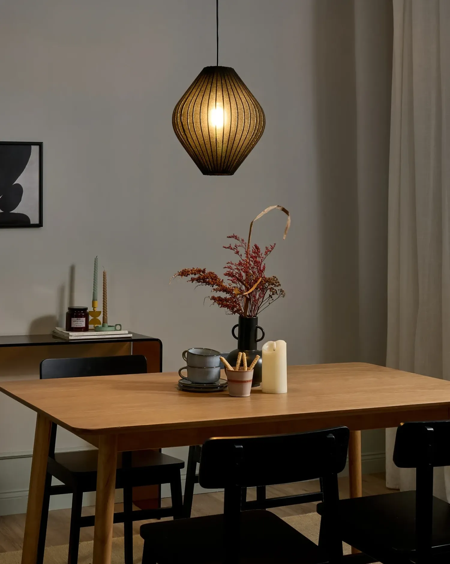 Clearance Beliani Lampadario ALME Tessuto Nero