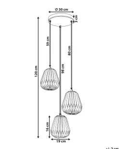 Clearance Beliani Lampadario a 3 luci HONDE Carta Bianco Bianco Nero