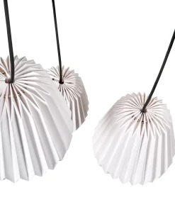 Clearance Beliani Lampadario a 3 luci HONDE Carta Bianco Bianco Nero
