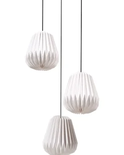 Clearance Beliani Lampadario a 3 luci HONDE Carta Bianco Bianco Nero