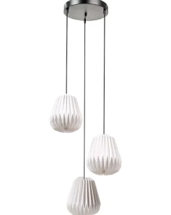 Clearance Beliani Lampadario a 3 luci HONDE Carta Bianco Bianco Nero