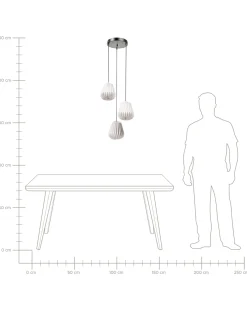 Clearance Beliani Lampadario a 3 luci HONDE Carta Bianco Bianco Nero
