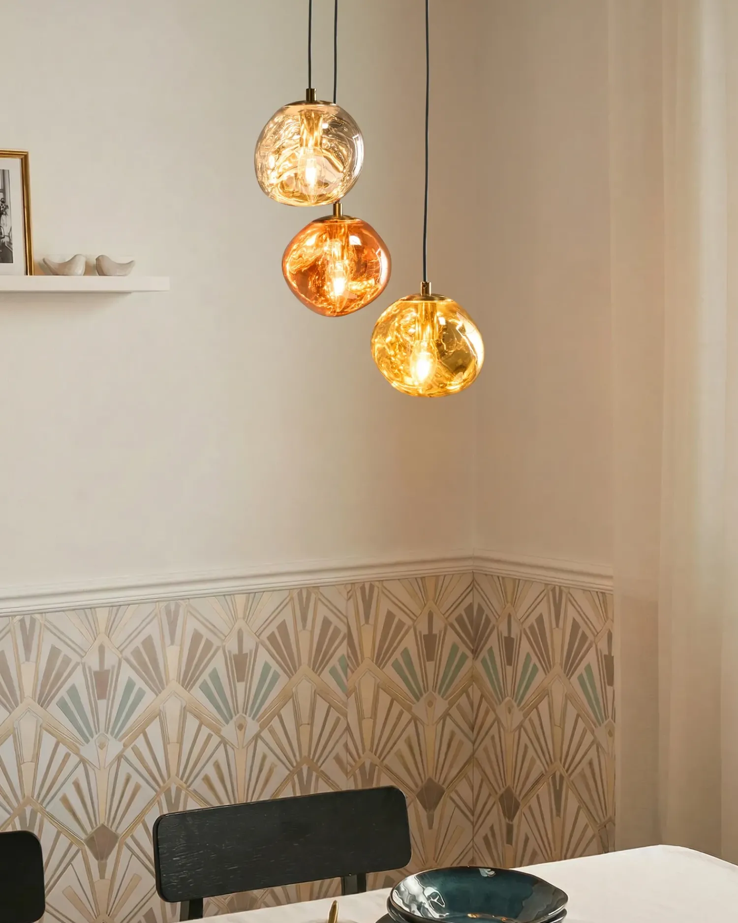 Discount Beliani Lampadario a 3 luci TSHUAPA Vetro Multicolore