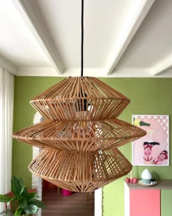 Clearance Beliani Lampadario ANDUKI Rattan Naturale Naturale Nero