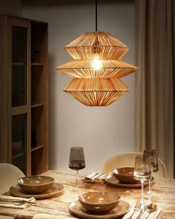Clearance Beliani Lampadario ANDUKI Rattan Naturale Naturale Nero