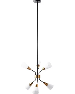Beliani Lampadario AROYO Vetro Bianco Bianco Nero Oro