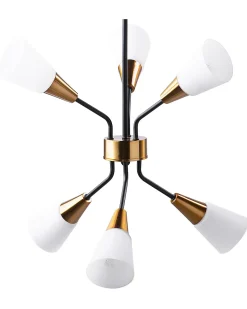 Beliani Lampadario AROYO Vetro Bianco Bianco Nero Oro