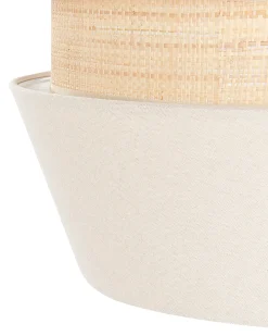 Beliani Lampadario ATOYAC Lino sintetico Beige Beige Naturale