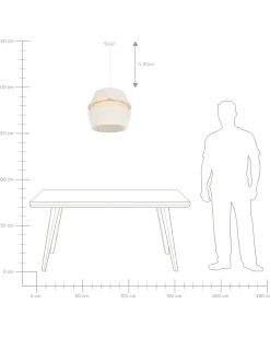 Beliani Lampadario ATOYAC Lino sintetico Beige Beige Naturale