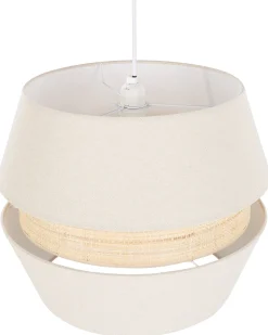 Beliani Lampadario ATOYAC Lino sintetico Beige Beige Naturale