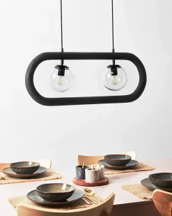 Online Beliani Lampadario AYENSU Legno di mango Nero
