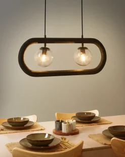 Online Beliani Lampadario AYENSU Legno di mango Nero
