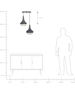 Hot Beliani Lampadario BAGMATI Legno di mango Nero Ottone Nero