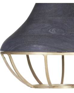 Hot Beliani Lampadario BAGMATI Legno di mango Nero Ottone Nero