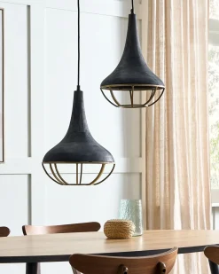 Hot Beliani Lampadario BAGMATI Legno di mango Nero Ottone Nero