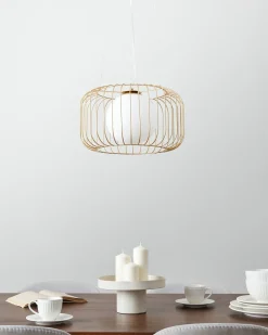 Clearance Beliani Lampadario BAIROA Metallo Oro Bianco Oro