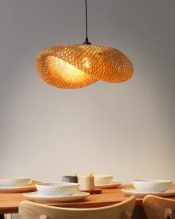 Outlet Beliani Lampadario BALHA Bambù Naturale Naturale Marrone