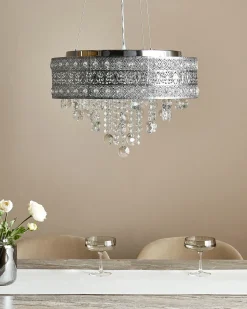 Hot Beliani Lampadario BARBEIRA Cristallo Argento