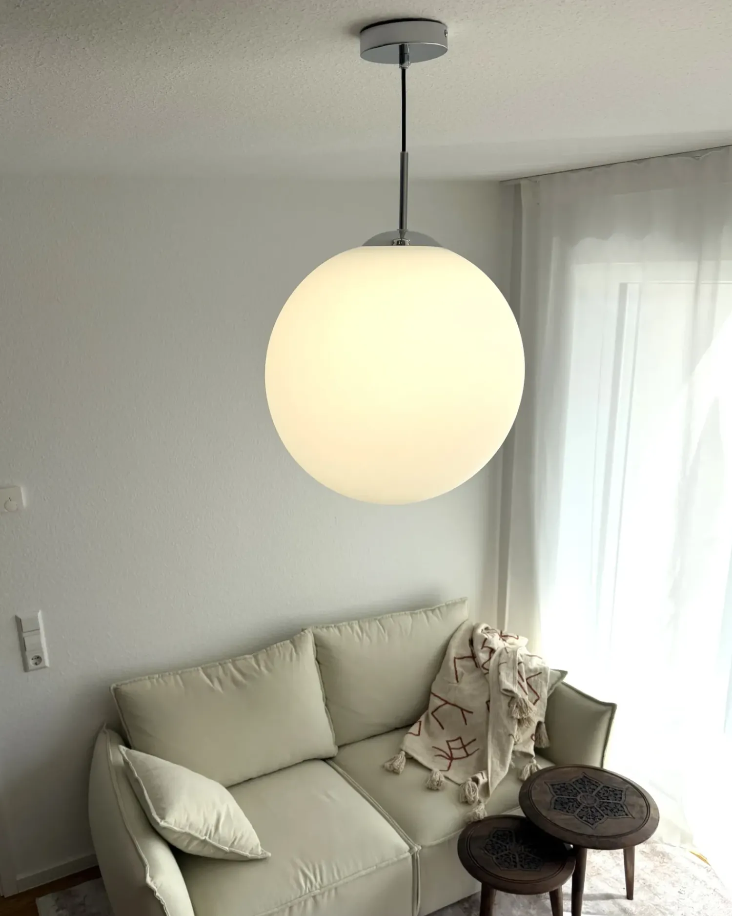Clearance Beliani Lampadario BARROW Vetro Bianco