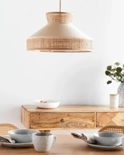 Online Beliani Lampadario BATALI Rattan Beige Beige Naturale