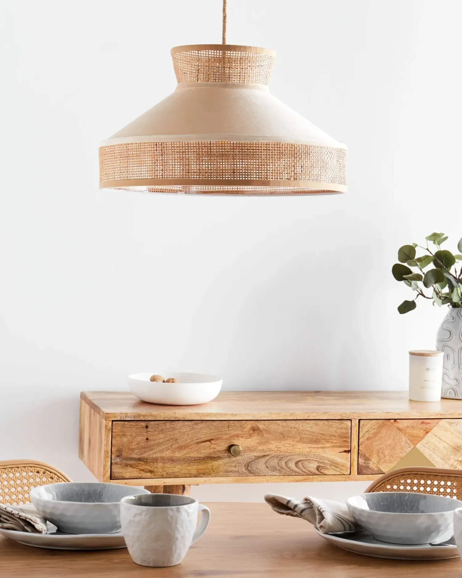 Online Beliani Lampadario BATALI Rattan Beige Beige Naturale
