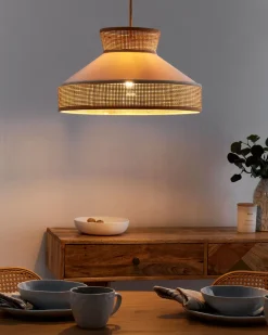 Online Beliani Lampadario BATALI Rattan Beige Beige Naturale