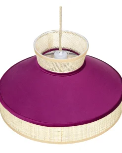 Clearance Beliani Lampadario BATALI Rattan Fucsia Naturale Rosa