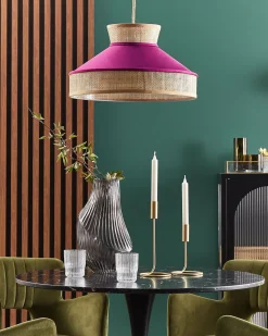 Clearance Beliani Lampadario BATALI Rattan Fucsia Naturale Rosa