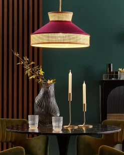 Clearance Beliani Lampadario BATALI Rattan Fucsia Naturale Rosa