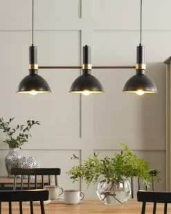Beliani Lampadario BELES Metallo Nero Oro Nero