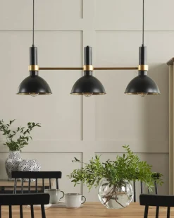 Beliani Lampadario BELES Metallo Nero Oro Nero