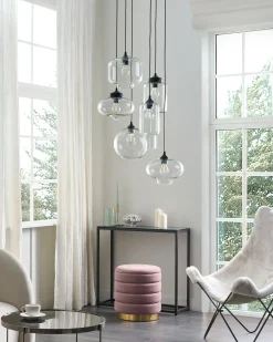 Beliani Lampadario BEMBOKA Vetro Trasparente Trasparente Nero