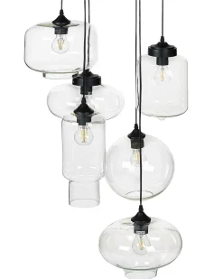 Beliani Lampadario BEMBOKA Vetro Trasparente Trasparente Nero