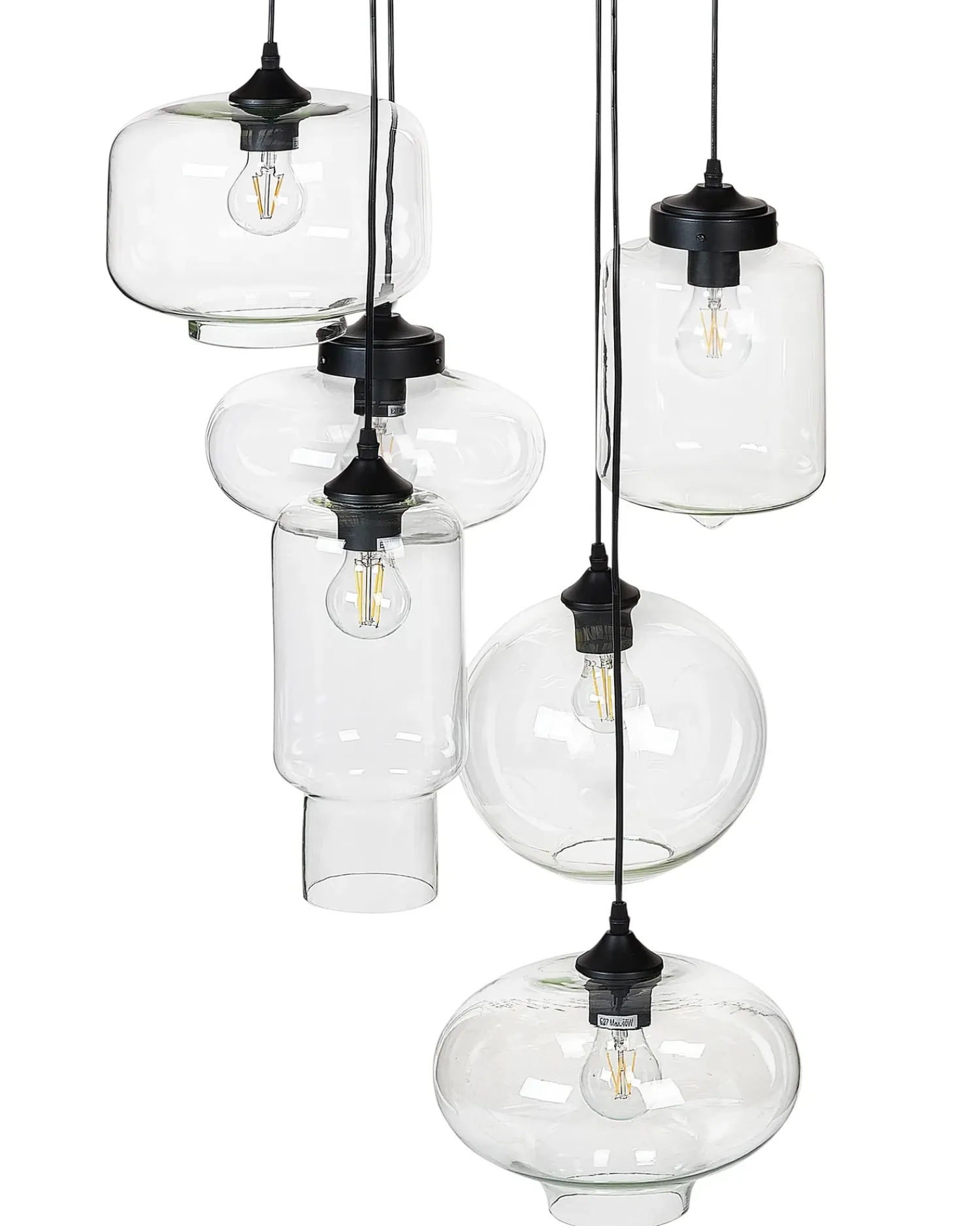 Beliani Lampadario BEMBOKA Vetro Trasparente Trasparente Nero