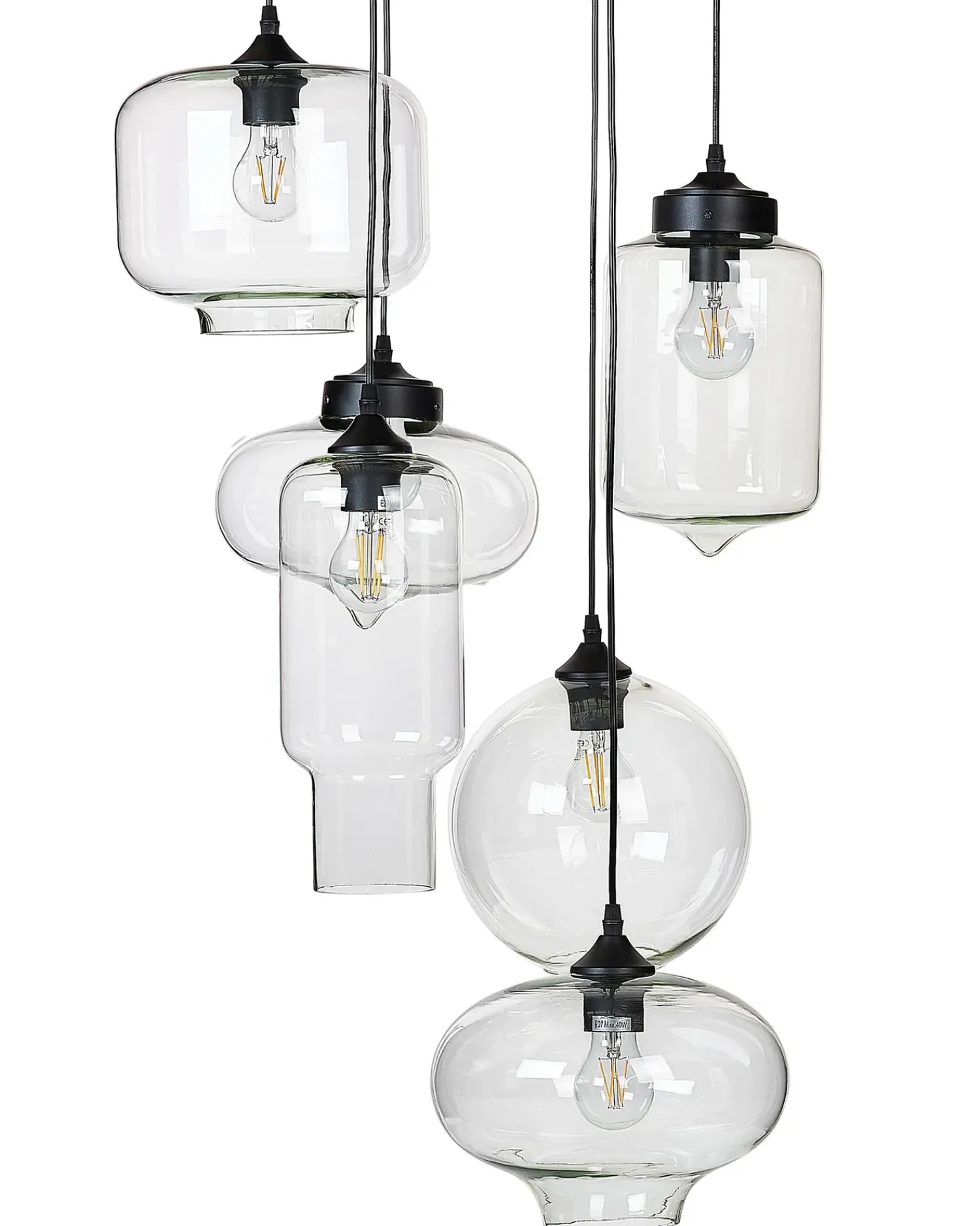 Beliani Lampadario BEMBOKA Vetro Trasparente Trasparente Nero