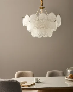 Outlet Beliani Lampadario BIGOTE Vetro Ottone Ottone Trasparente