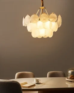 Outlet Beliani Lampadario BIGOTE Vetro Ottone Ottone Trasparente
