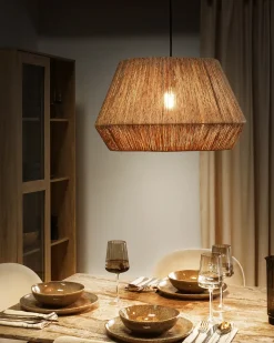Clearance Beliani Lampadario BIRAU Iuta Naturale Naturale Nero