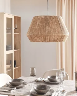 Clearance Beliani Lampadario BIRAU Iuta Naturale Naturale Nero
