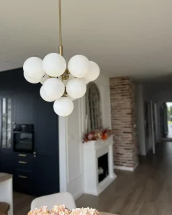 Clearance Beliani Lampadario BIRRIE Metallo Ottone Bianco Ottone