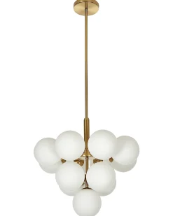 Clearance Beliani Lampadario BIRRIE Metallo Ottone Bianco Ottone