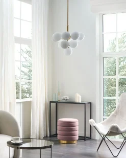 Clearance Beliani Lampadario BIRRIE Metallo Ottone Bianco Ottone