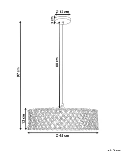 Hot Beliani Lampadario BLONDIN Corda di carta Naturale Bianco Naturale