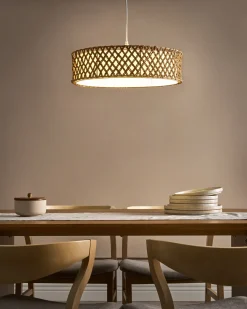 Hot Beliani Lampadario BLONDIN Corda di carta Naturale Bianco Naturale