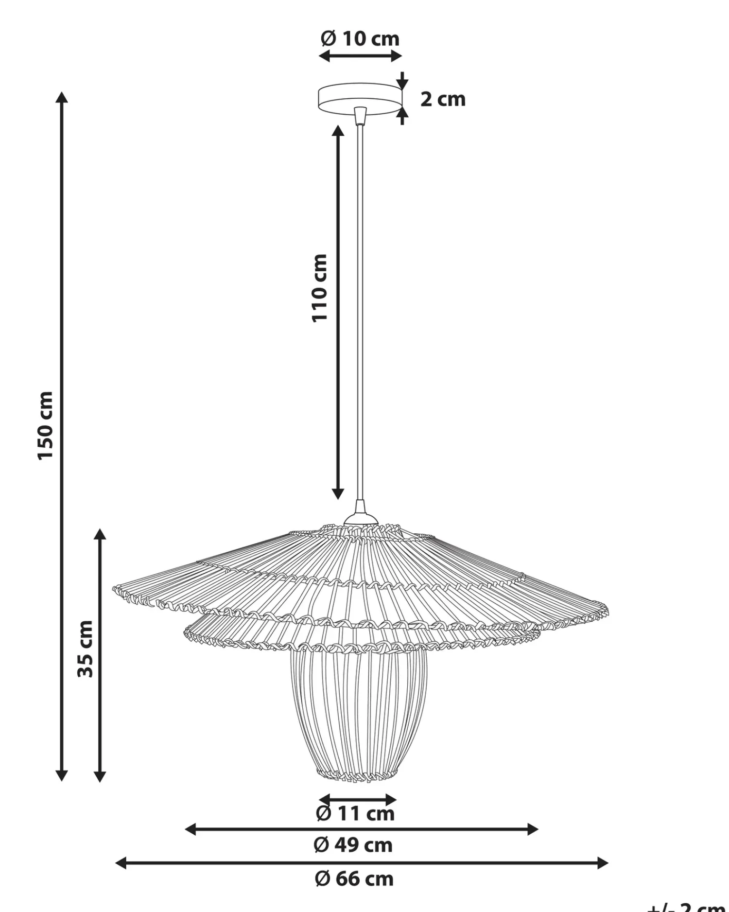 Sale Beliani Lampadario BOTIJAS Rattan Naturale