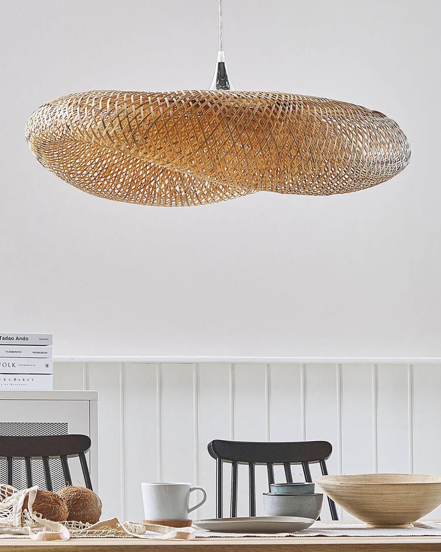 Hot Beliani Lampadario BOYNE Bambù Marrone chiaro Argento Marrone Trasparente