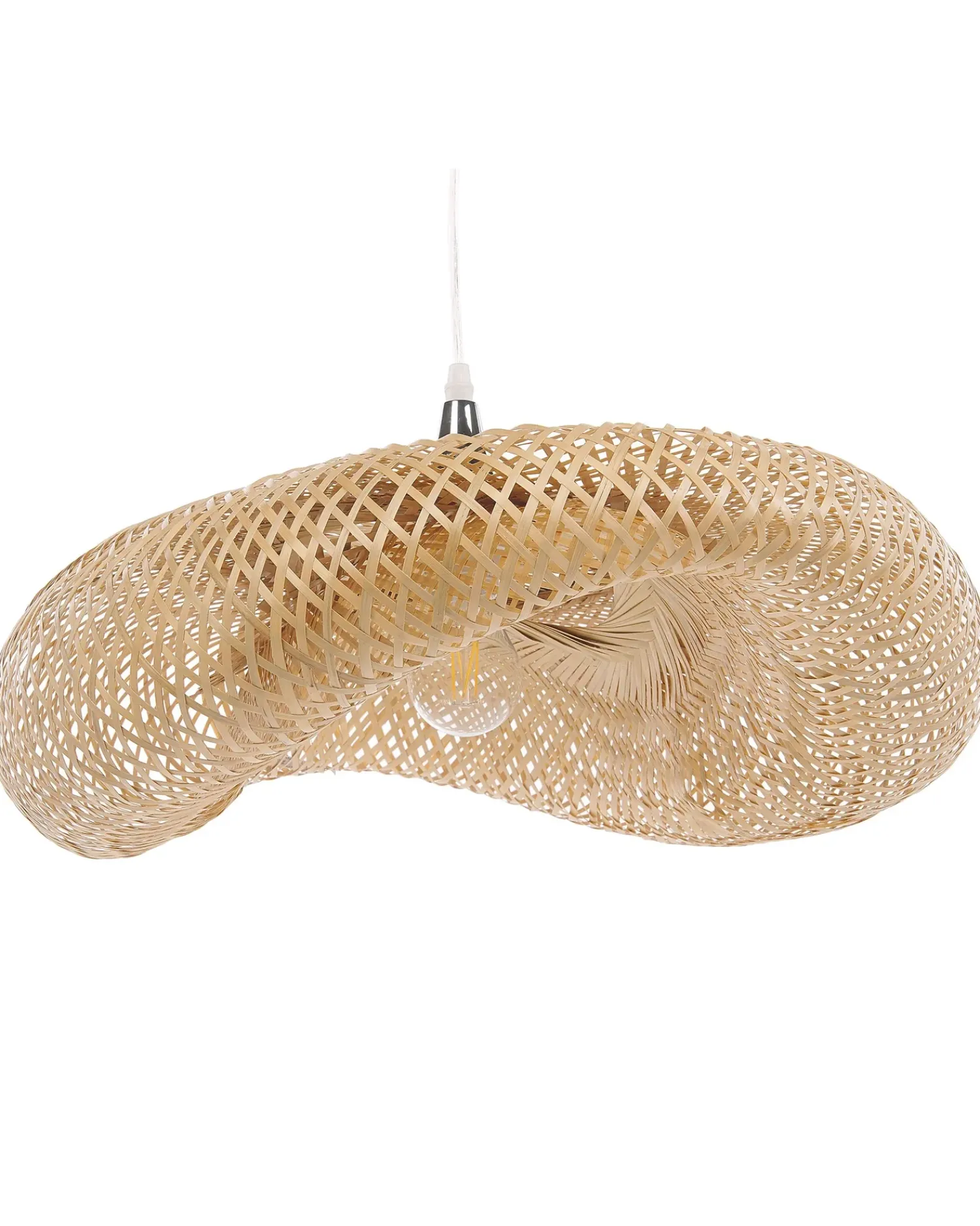 Hot Beliani Lampadario BOYNE Bambù Marrone chiaro Argento Marrone Trasparente